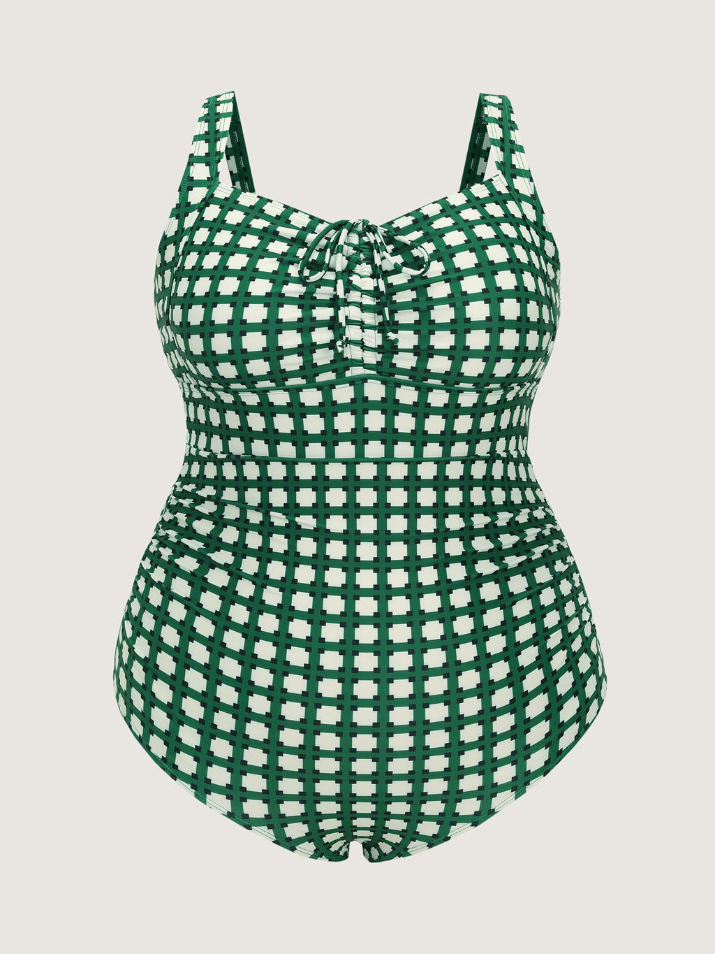 Check Print Adjustable Fit One-Piece Swimsuit
