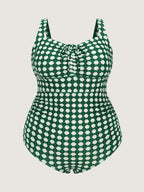 Check Print Adjustable Fit One-Piece Swimsuit