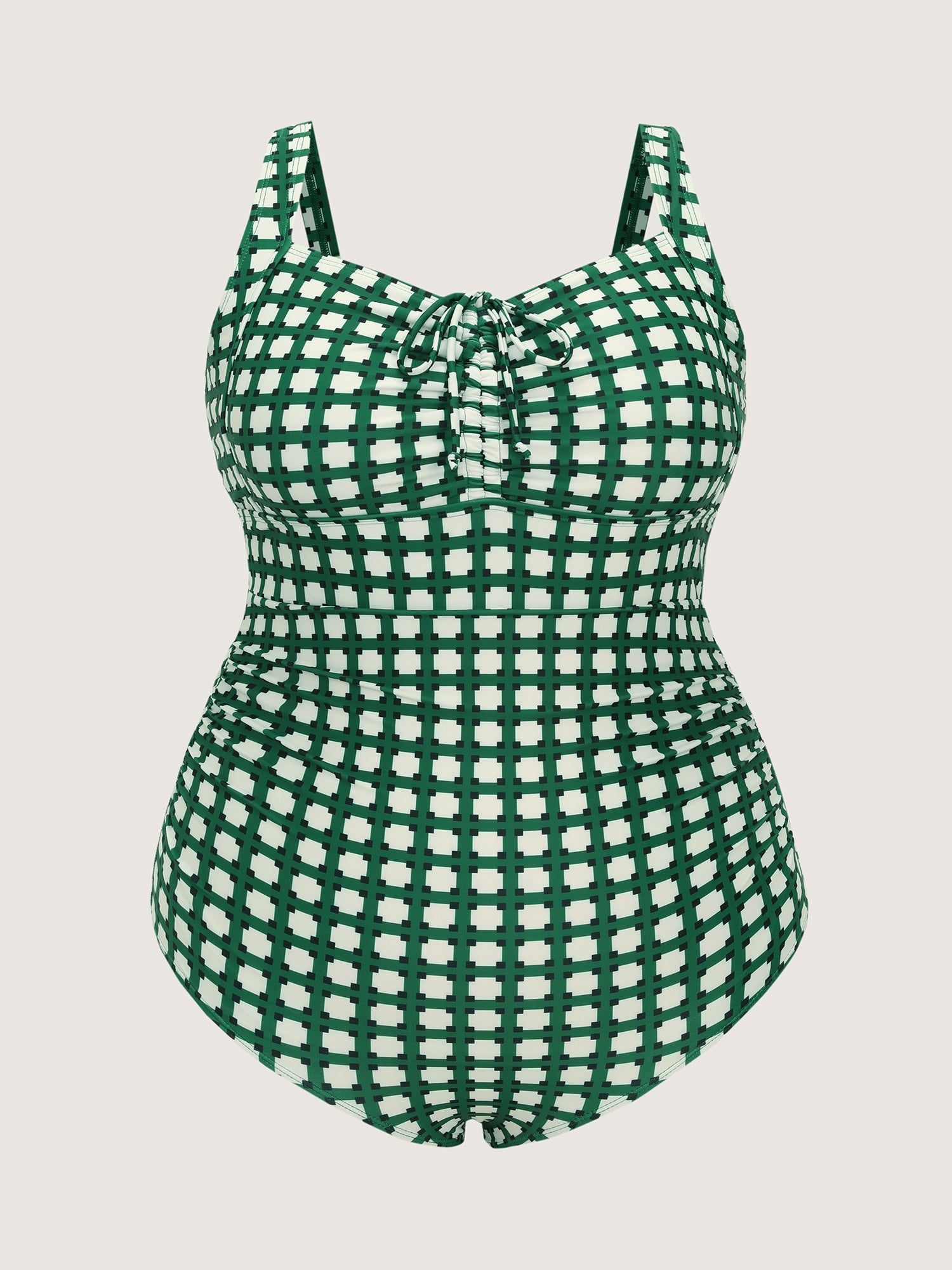 Check Print Adjustable Fit One-Piece Swimsuit