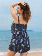 Vibrant Ocean Pattern Pocket One-Piece Swimsuit