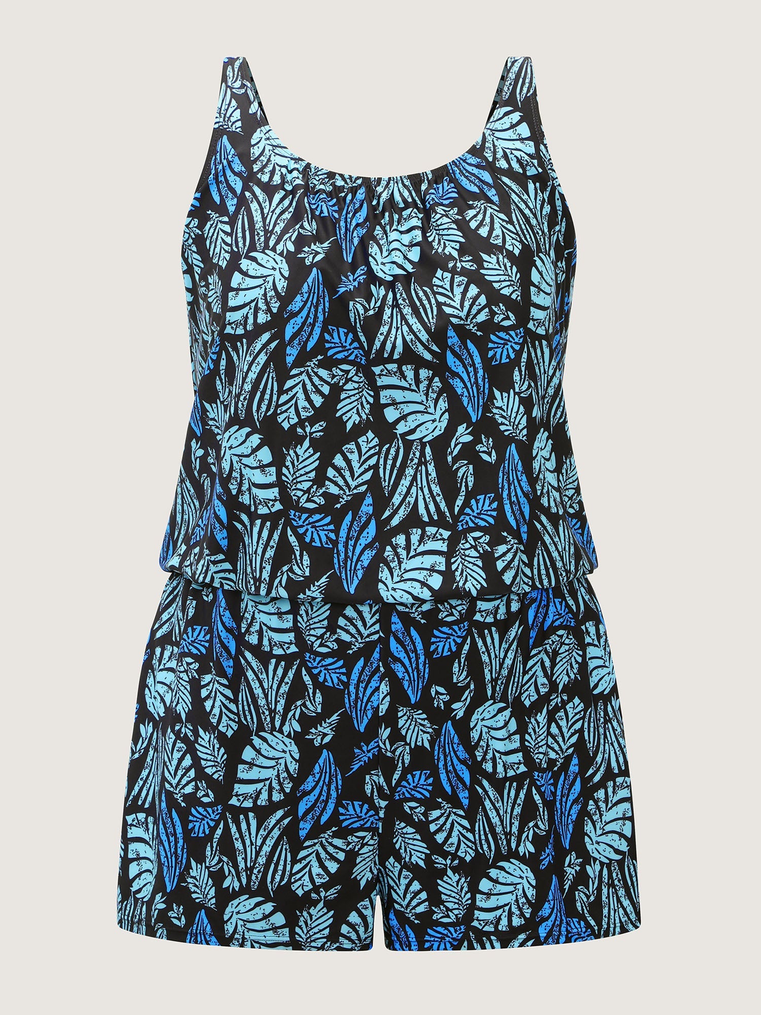 Tropical Flower Print Pockets One-Piece Swimsuit