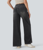 FlexTM SoCinched Mid Rise Tummy Control Casual Baggy Jeans with Pockets