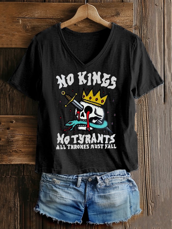 🔥Buy 3 Get 15% Off🔥Women's Casual Retro Reject The King Print T-Shirt