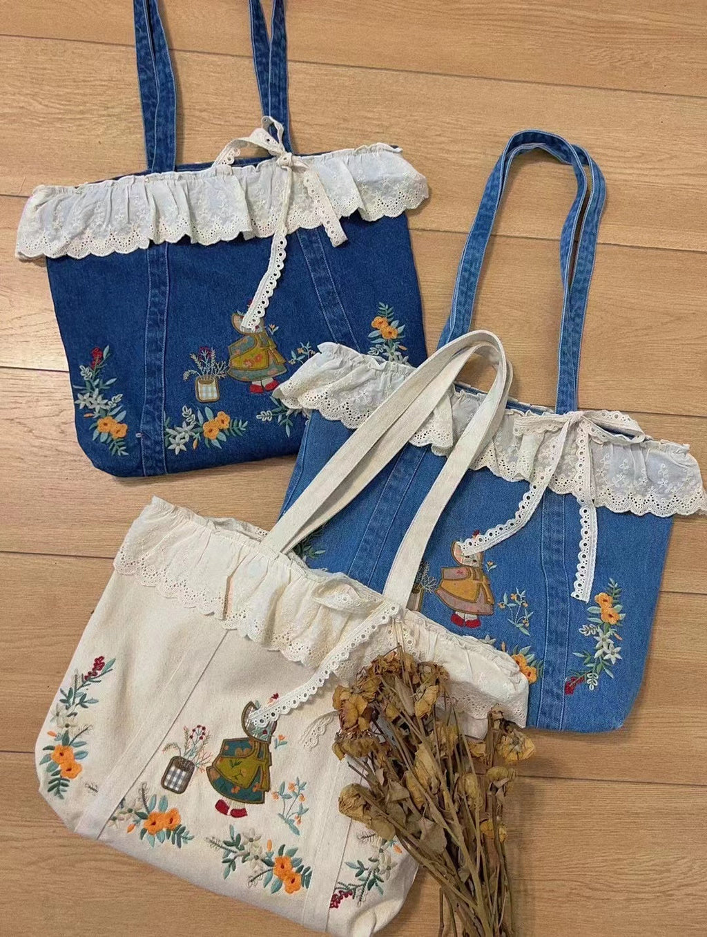 Cute Embroidered Cotton Bag