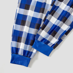 Couple Matching Blue Plaid Pajamas With "2025 Family Christmas" Text Printed