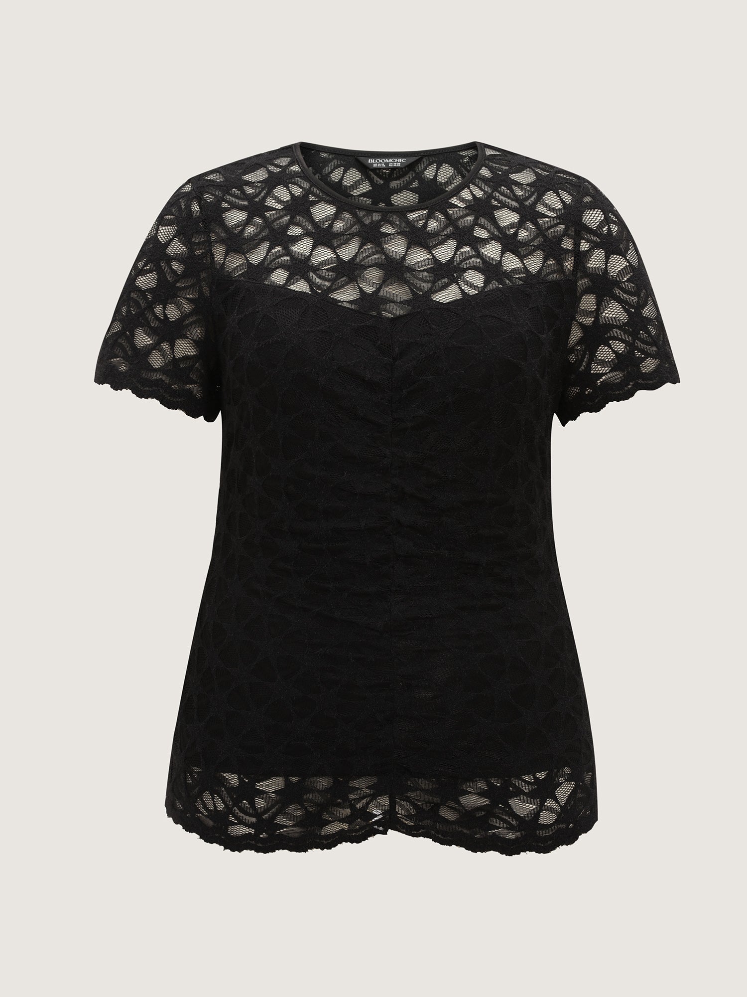Sheer Lace Round Neck Knit Top