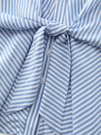 Striped Print Tie-Front Blouse
