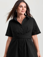Pure Cotton Textured Overlap Waist Midi Dress