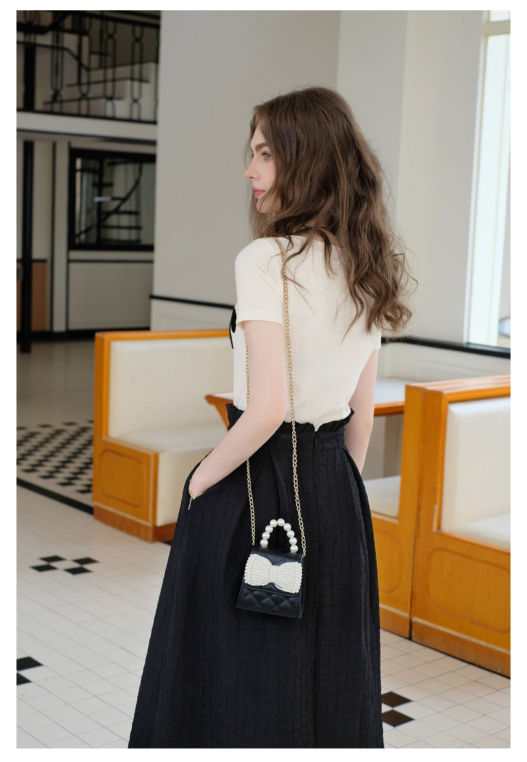 Knitted Bow Shirt + Jacquard Skirt