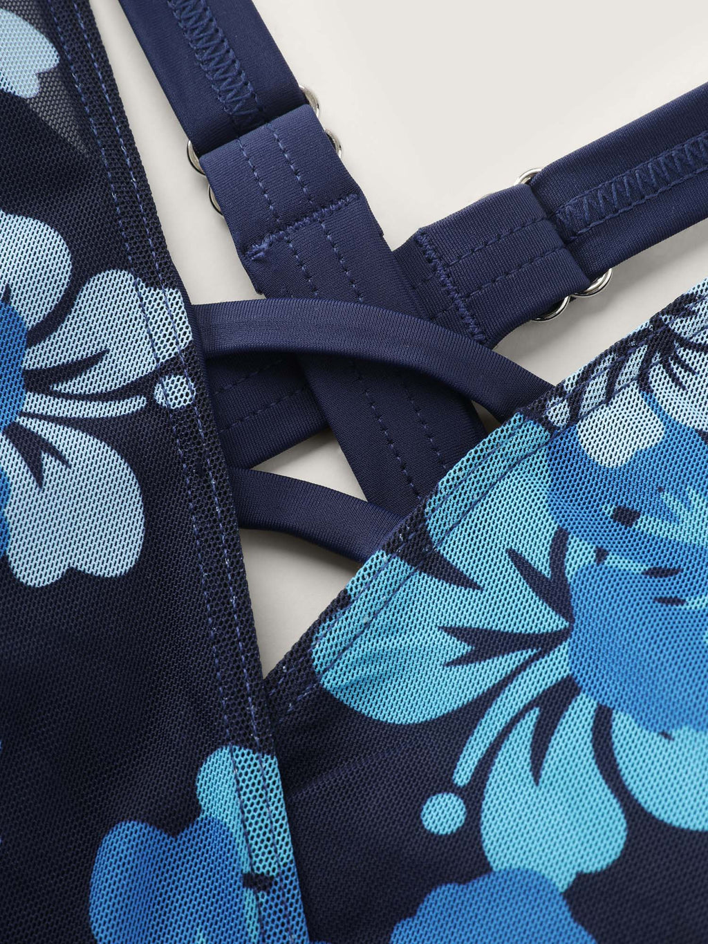 Floral Print Mesh One-Piece Swimsuit