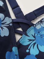 Floral Print Mesh One-Piece Swimsuit