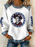 Women's rugby print long-sleeved sweatshirt