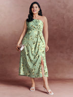 Elegant One-Shoulder Floral Knotted Maxi Dress