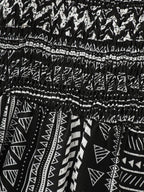 Monochrome Striped Shirred Wide-Straps Midi Dress