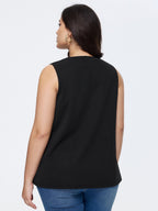 Solid V Neck Laser Cut Tank Top