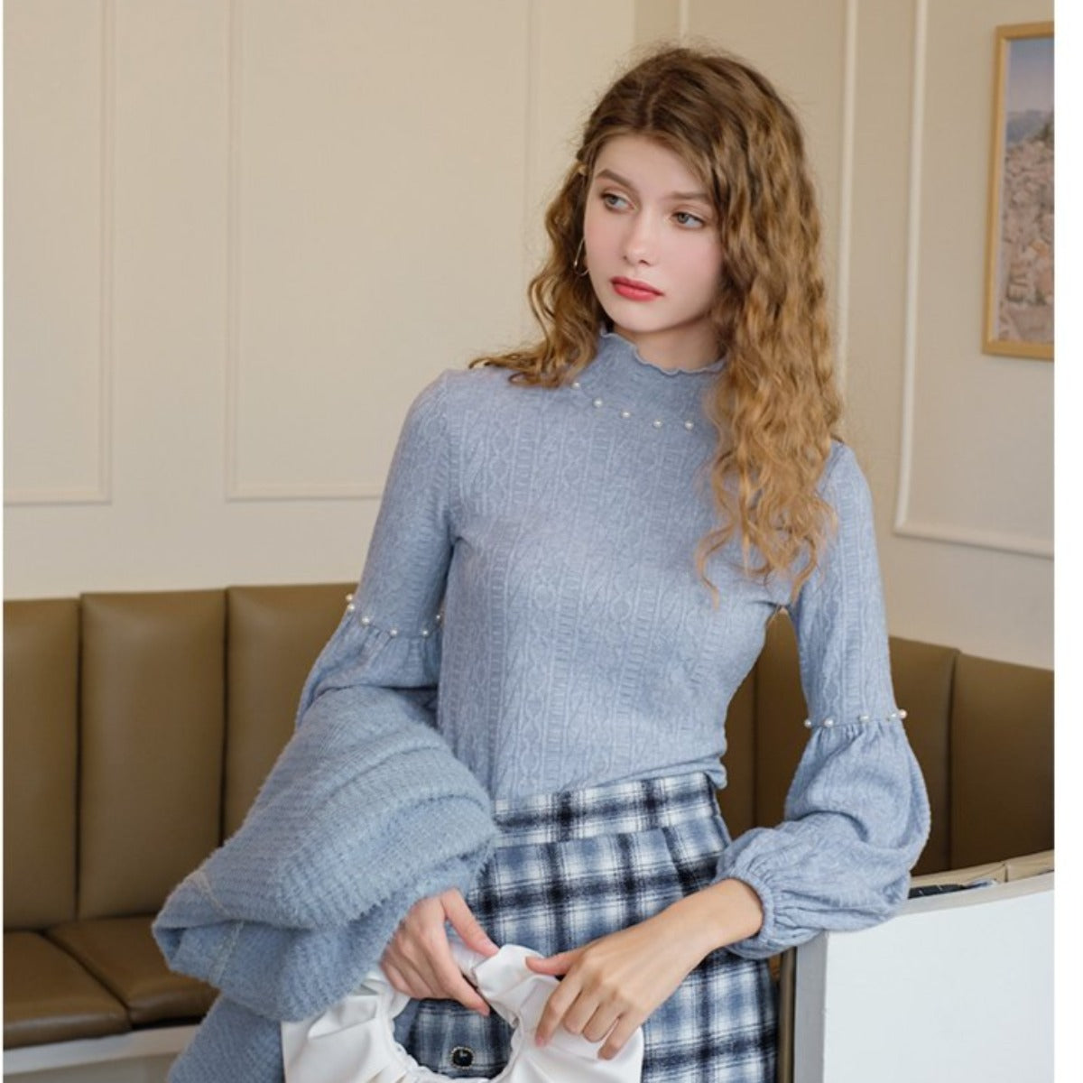 Retro Bishop Sleeve Knitted Top