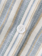 Cotton Linen Blend Striped Print Midi Dress