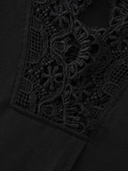 Open Back Lace Detail Boat Neck T-Shirt