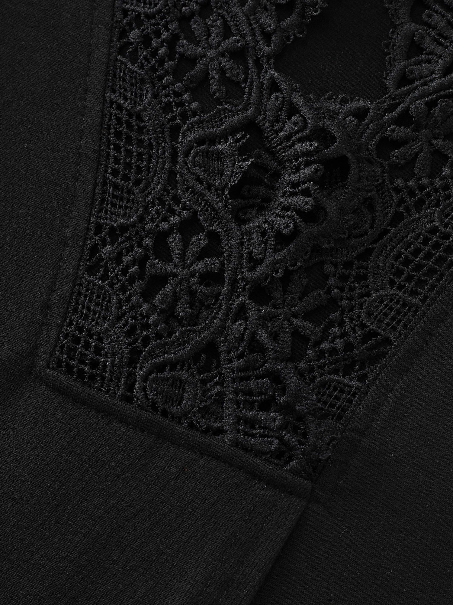 Open Back Lace Detail Boat Neck T-Shirt