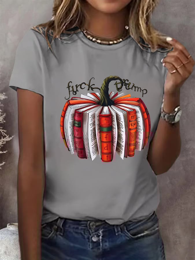 Women's  Fall Book Pumpkin DTF transfer - FDT, Fall Aesthetic print  T-Shirt