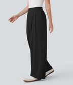BreezefulTM High Waisted Wide Leg Quick Dry Work Pants with Pockets