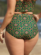 Geometric Ruched Tummy-Control Bikini Bottoms