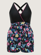 Floral Print Waist Tie One-Piece Swimsuit