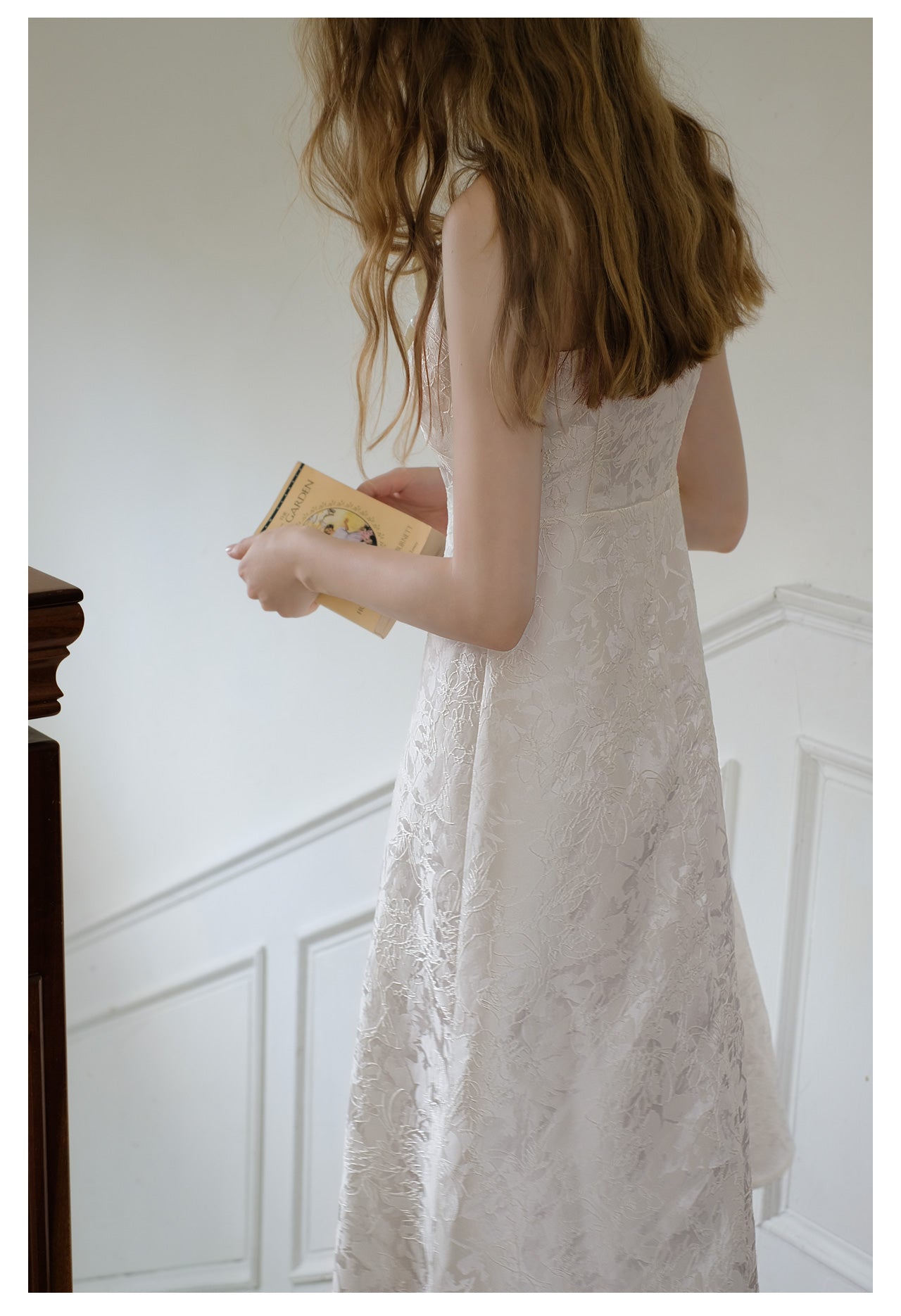 Elegant Pearl Shell Jacquard Dress + Fairy Cardigan