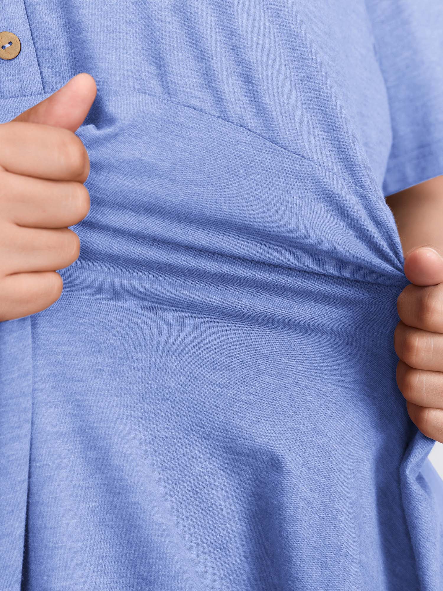 Supersoft Stretchy Ruffled Hemline Button T-Shirt