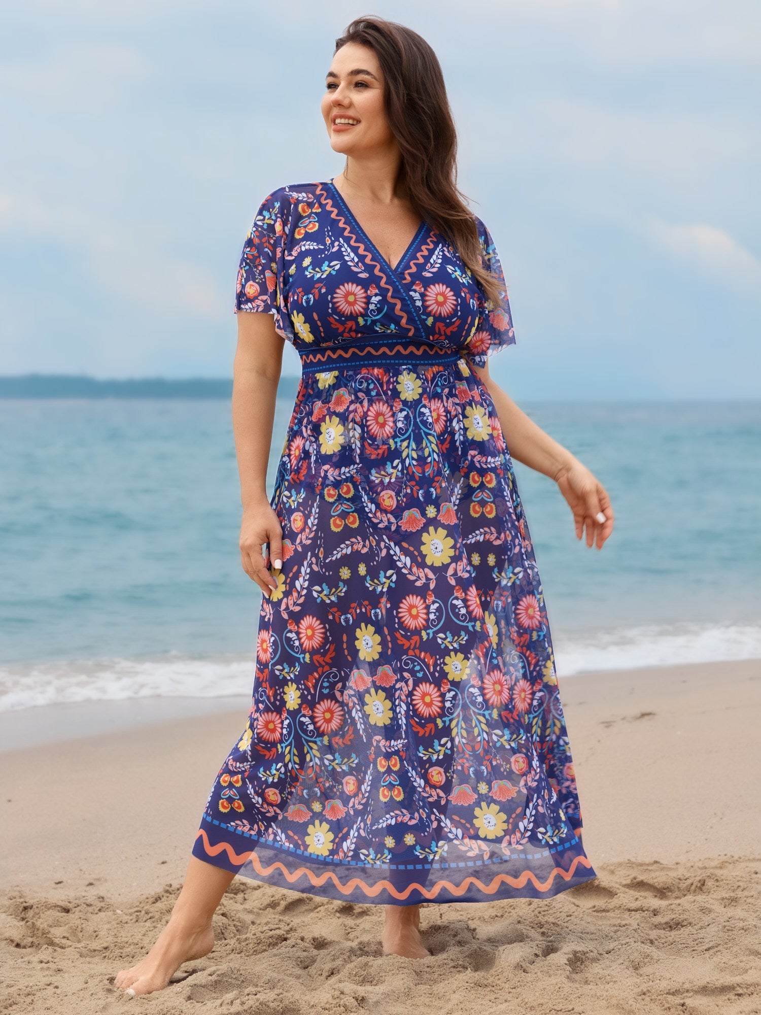 Sarong Two-Piece Tummy-Control One-Piece Swimsuit