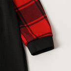 "2025 Family Christmas" Letter Print Black & Red Plaid Family Matching Black Pajamas