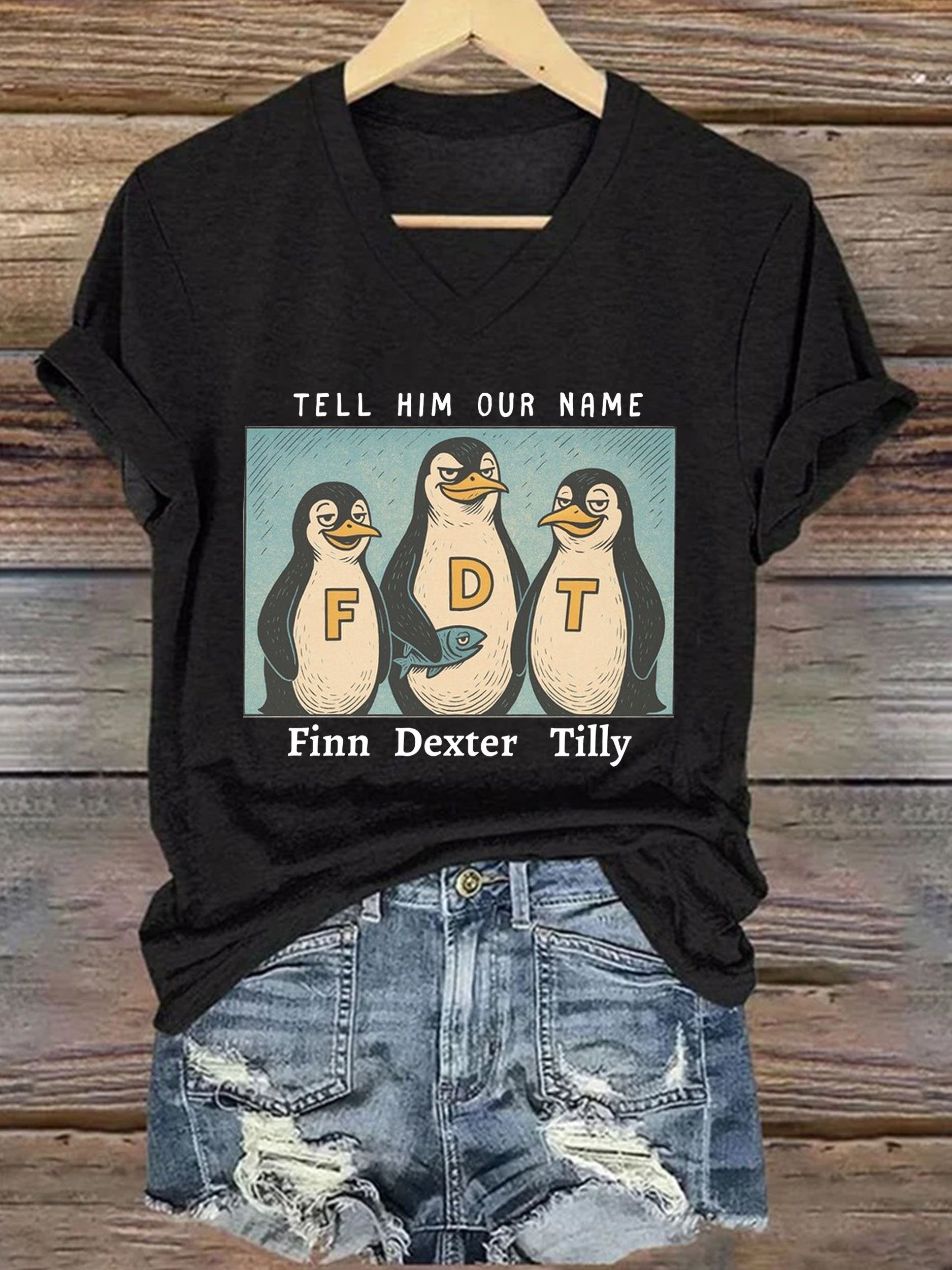 🔥Buy 3 Get 15% Off🔥Women's Tell Him Our Name Finn Dexter Tilly Printed Short-Sleeved T-Shirt