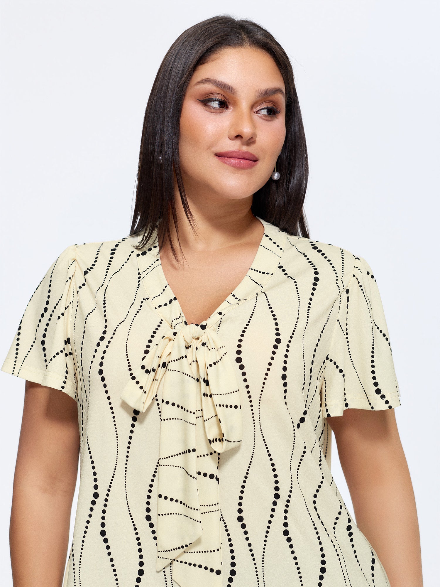 Stretchy Geometric Print Knit Top