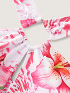Floral Confidence Halter Neckline One-Piece Swim