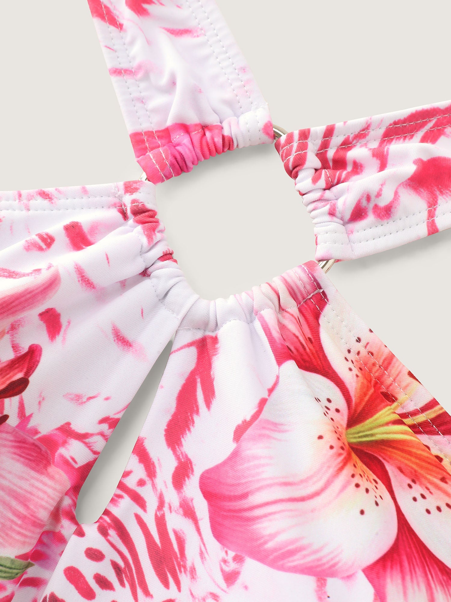 Floral Confidence Halter Neckline One-Piece Swim