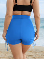Ruched Adjustable Drawstring Pocket Slim Swim Shorts