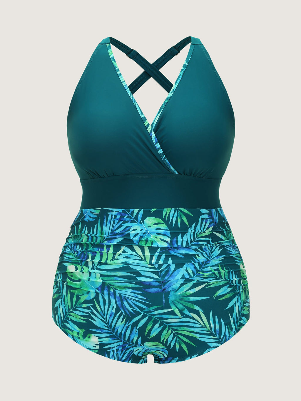 Tropical Print Contrast One-Piece Swim