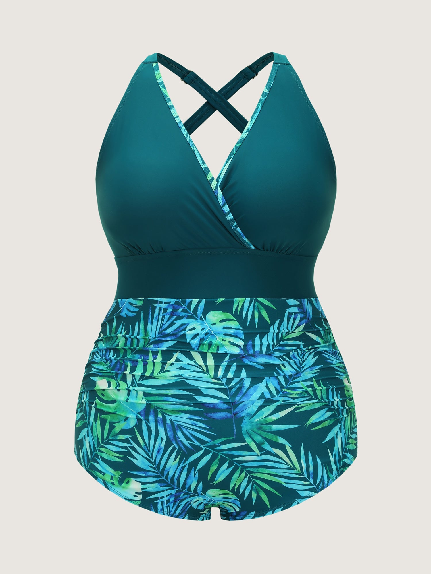 Tropical Print Contrast One-Piece Swim