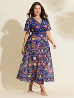 Sarong Two-Piece Tummy-Control One-Piece Swimsuit