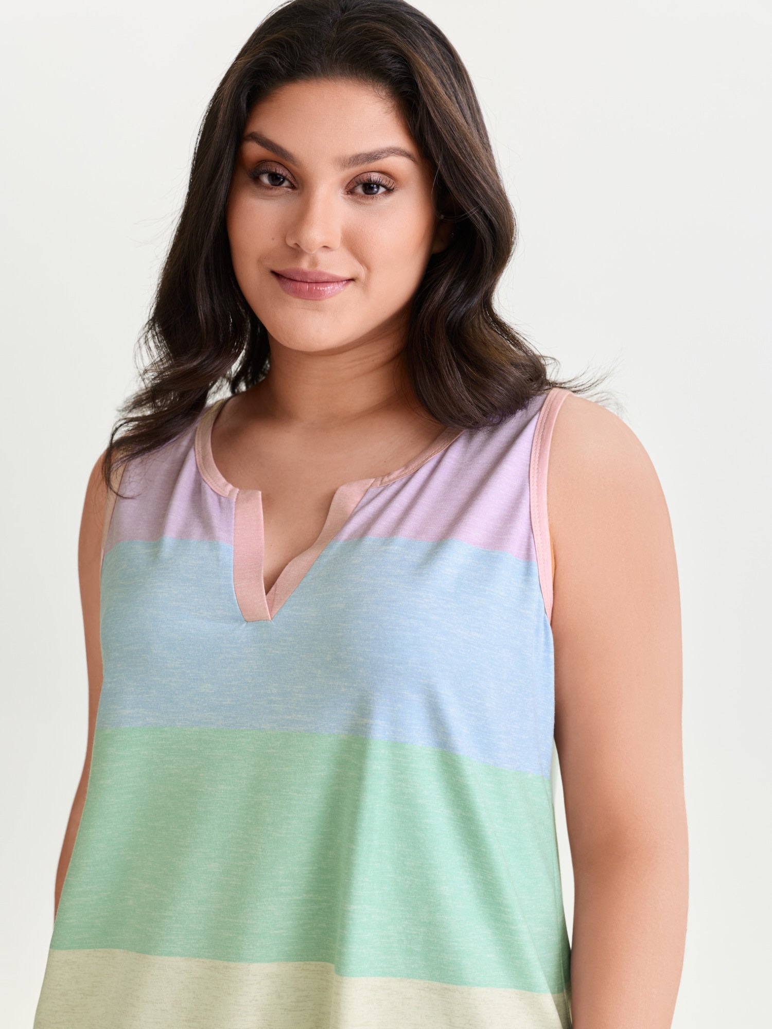 Multi-Color Stripes Off-Sleeves Vest