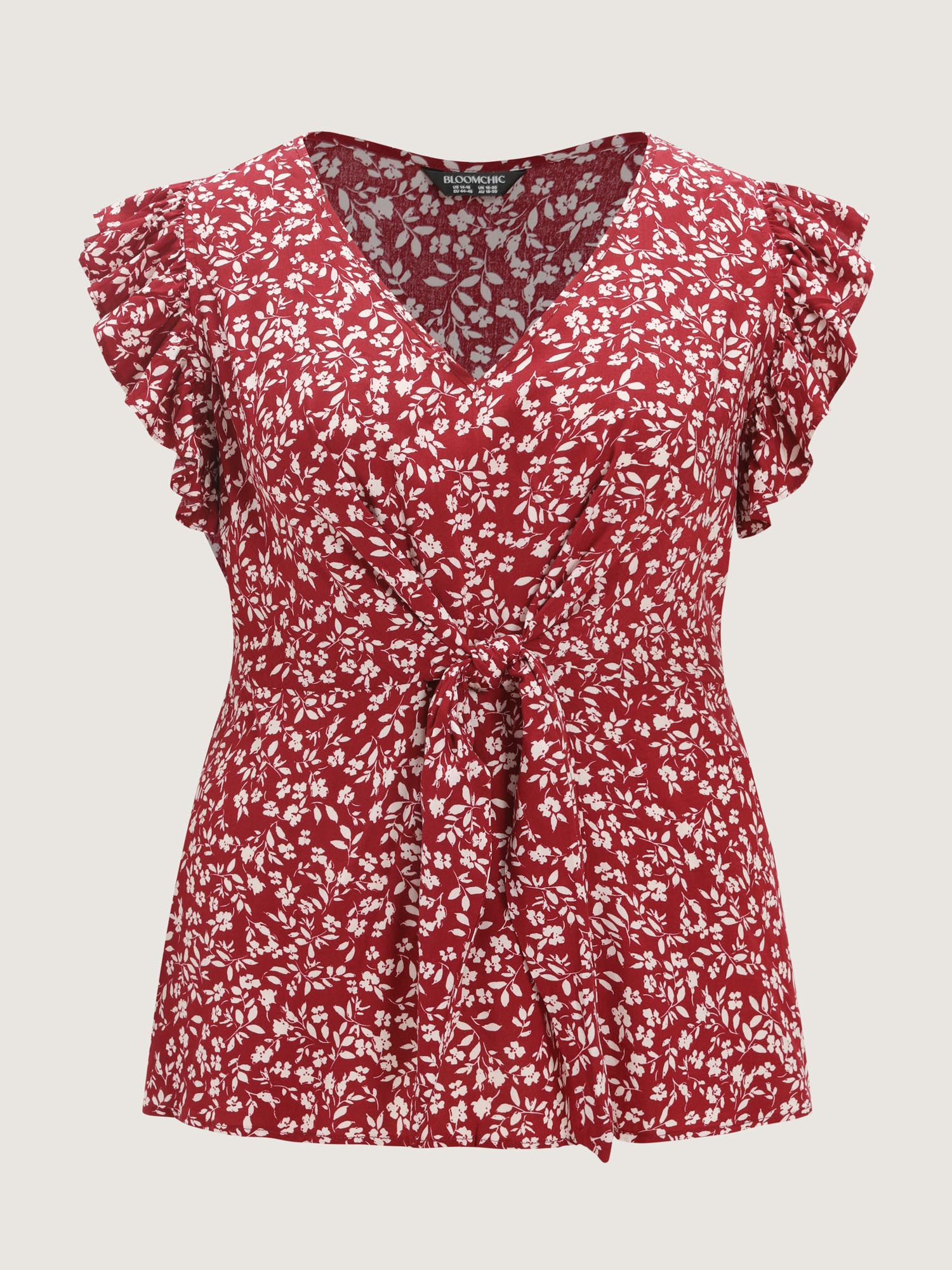 Floral Print Knotted Front Blouse
