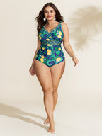 Two-Piece Citrus Print Sarong Swimsuit