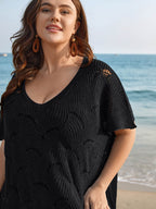 Cut-Out Solid V-Neck Swim Cover Up