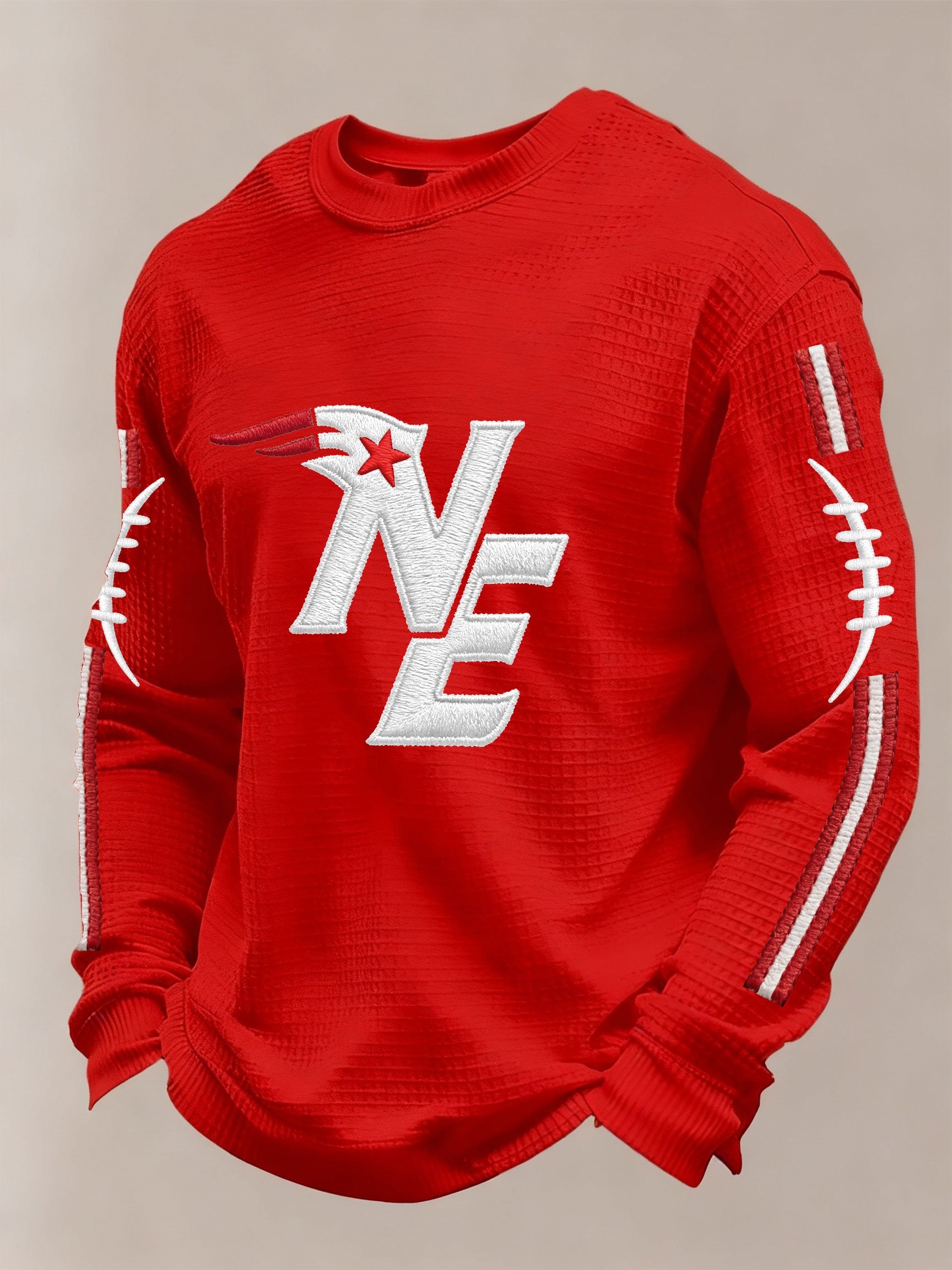 Men’s Football Graphic Waffle Knit Long Sleeve Crewneck  Top