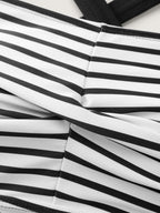 Striped Twist Front Tummy-Control Swim Top