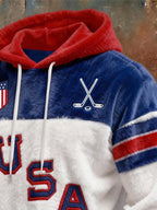 Retro Men's USA Ice Hockey Print Hoodie