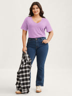 Cotton V Neck Plain Basic T-shirt