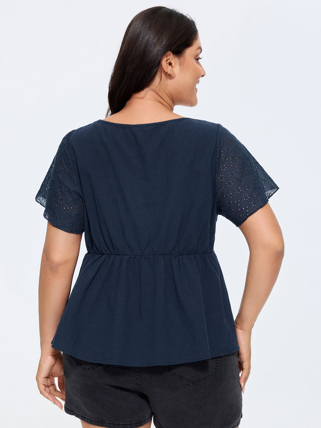 Cotton Pleated Fit And Flare Plain Blouse