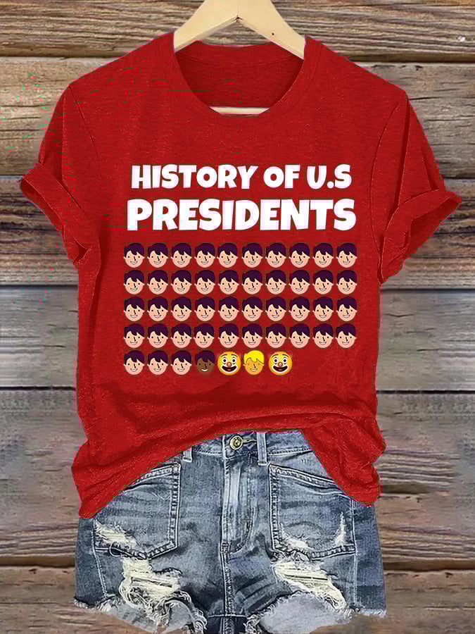🔥Buy 3 Get 15% Off🔥Women's  History Of US Presidents Print T-Shirt