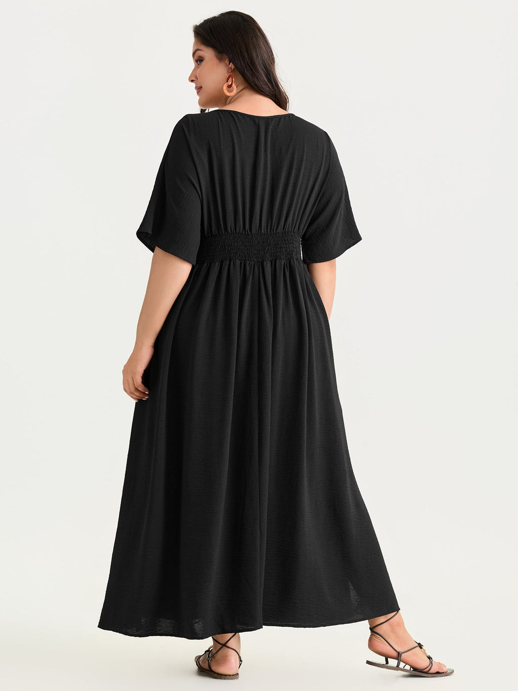 Breathable Boho Embroidered Waistband Maxi Dress